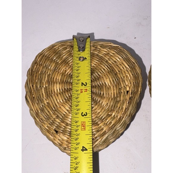 Small Vintage Sweetgrass Stacking Boho Wicker Trinket Box Baskets Lid Heart - Picture 10 of 13